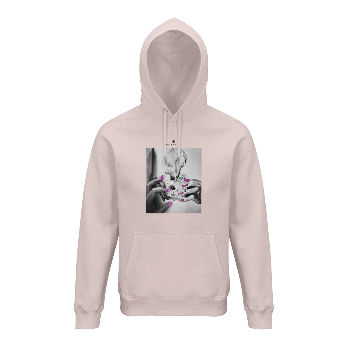 Synergy Synch'd Hands Organic Unisex Hoodie Pale Pink flat front