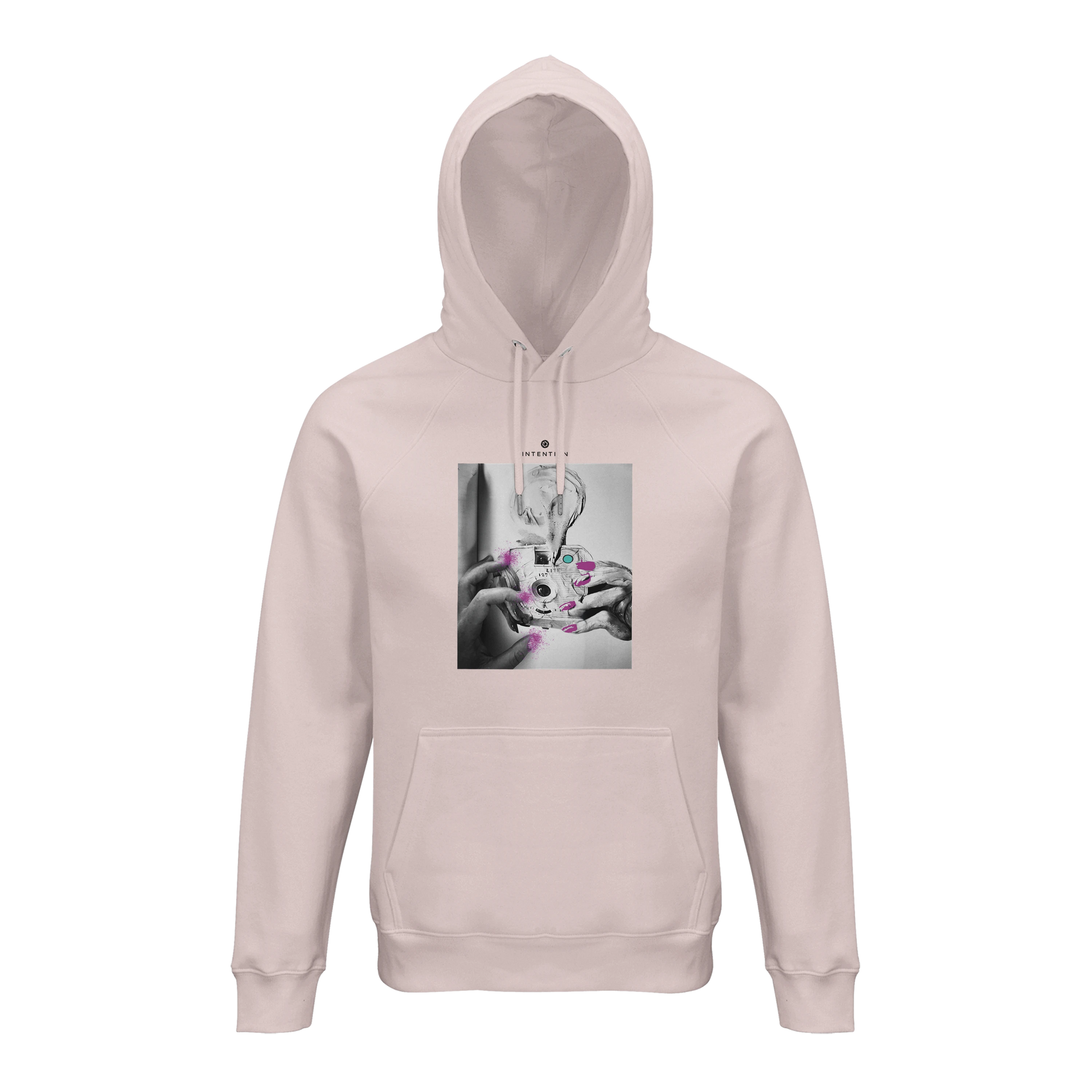 Synergy Synch'd Hands Organic Unisex Hoodie Pale Pink flat front
