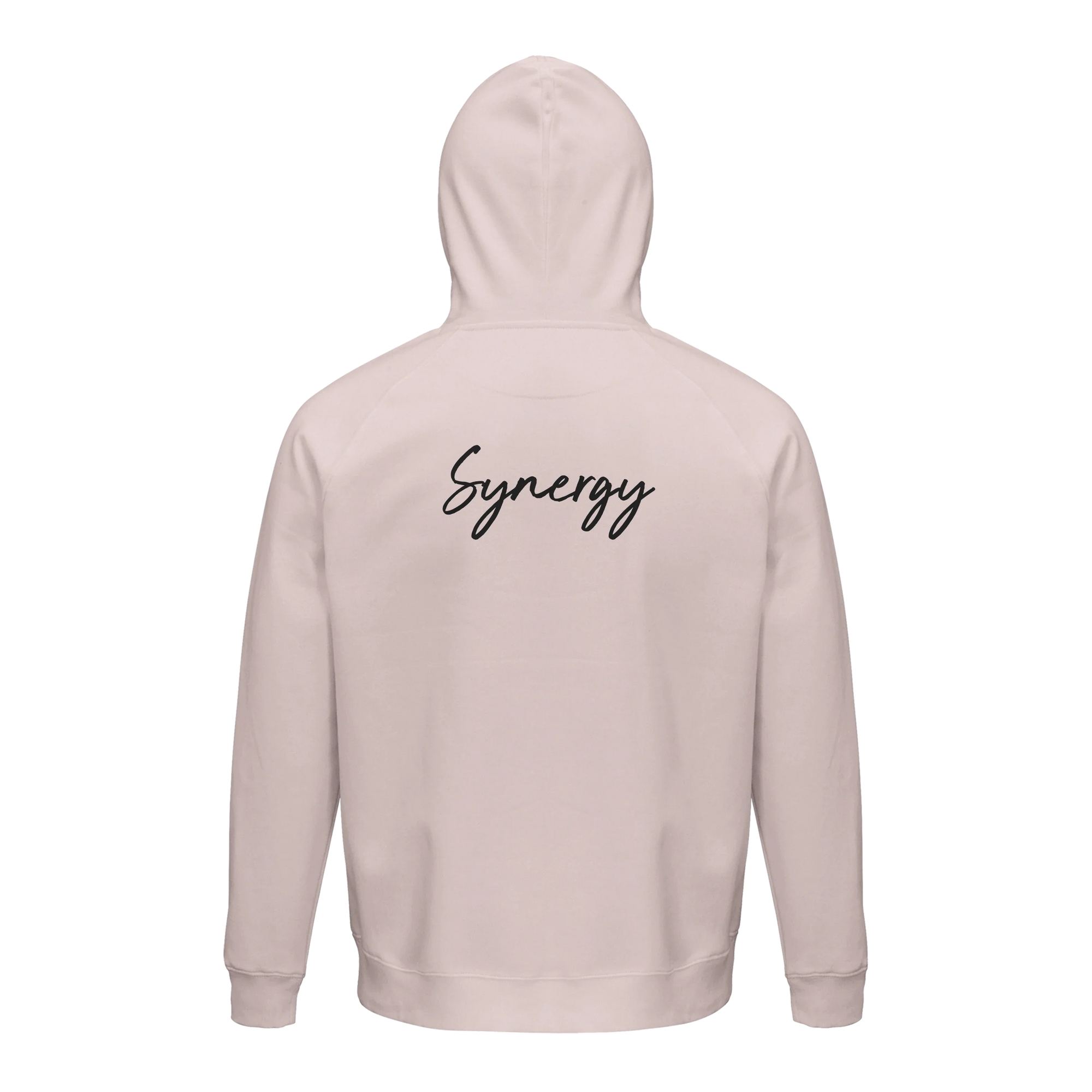 Synergy Synch'd Hands Organic Unisex Hoodie Pale Pink flat back