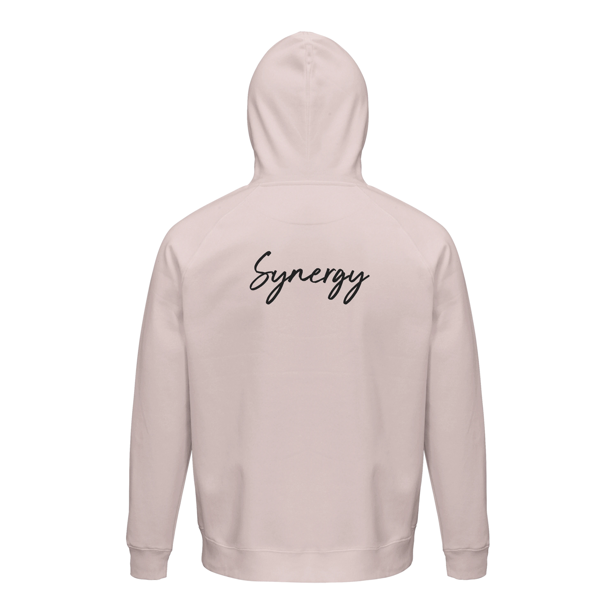 Synergy Synch'd Hands Organic Unisex Hoodie Pale Pink flat back