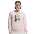 Synergy Synch'd Hands Organic Unisex Hoodie Pale Pink second model front