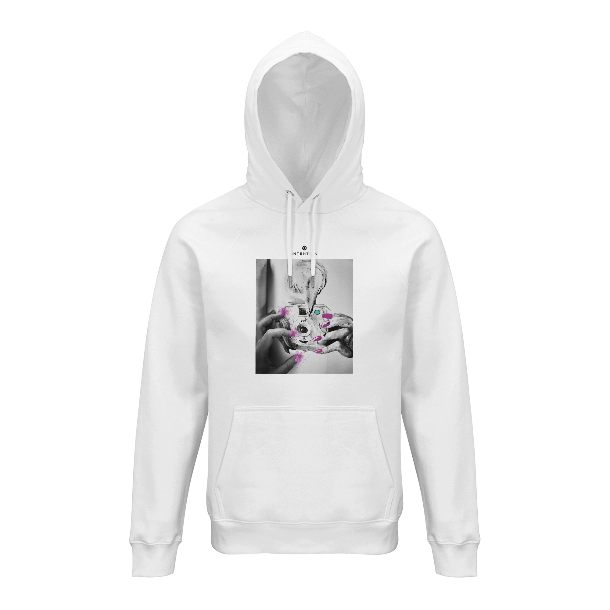 Synergy Synch'd Hands Organic Unisex Hoodie White flat front