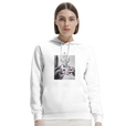 Synergy Synch'd Hands Organic Unisex Hoodie White second model front