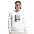 Synergy Synch'd Hands Organic Unisex Hoodie White second model front