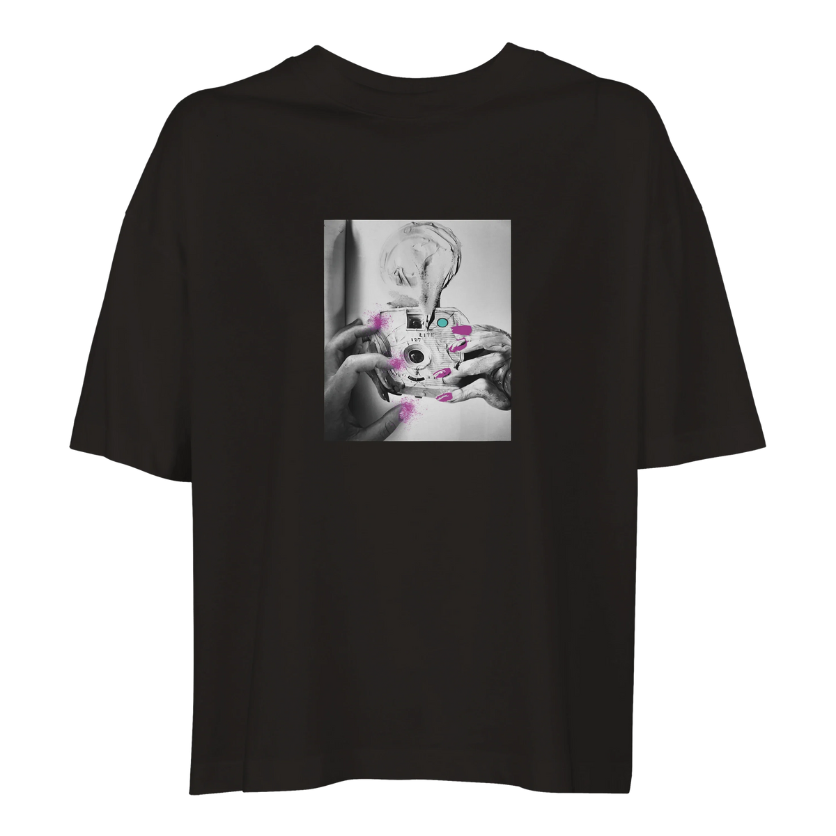 Synergy Synch'd Hands Organic Women's Oversized T-shirt Deep Black flat front