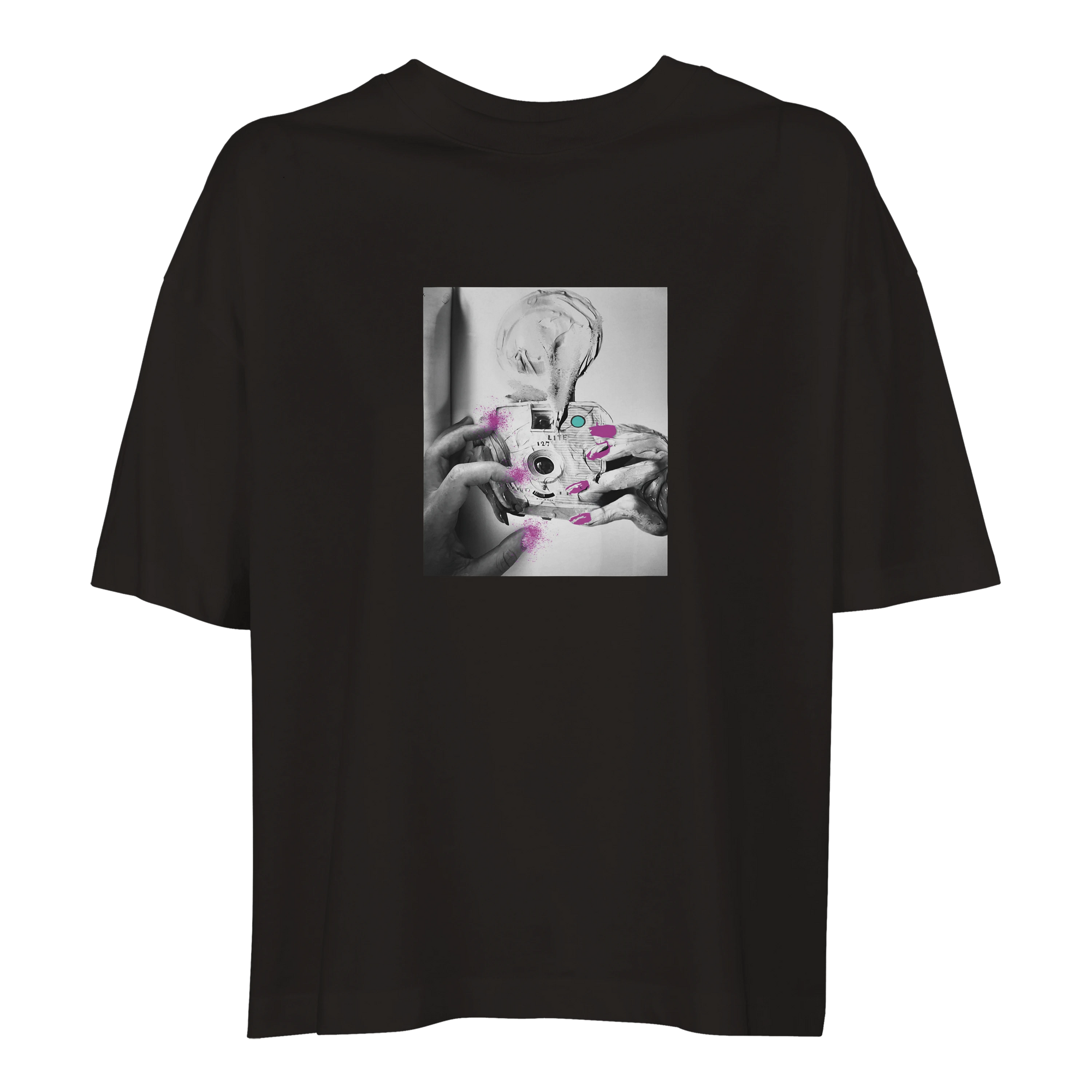 Synergy Synch'd Hands Organic Women's Oversized T-shirt Deep Black flat front