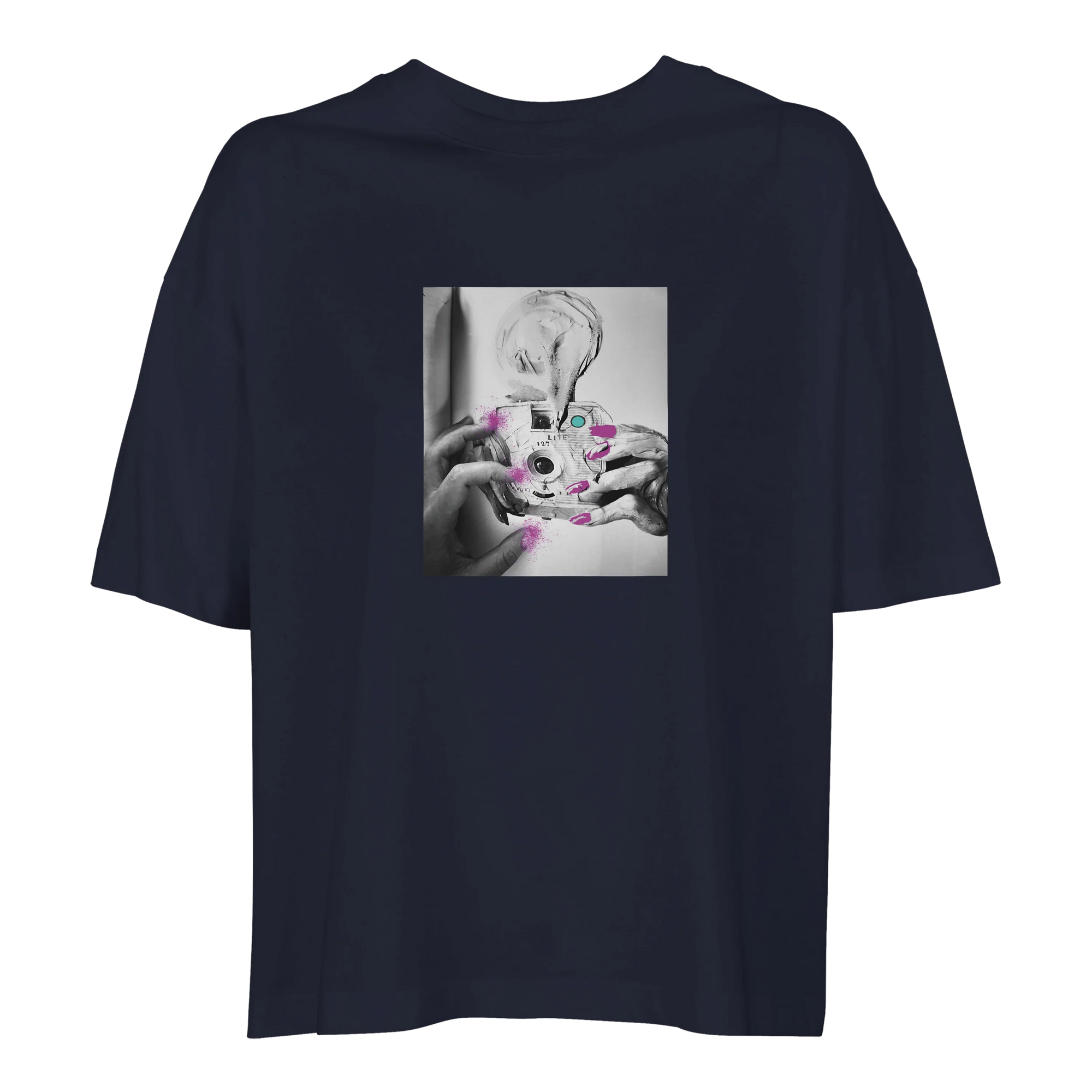 Synergy Synch'd Hands Organic Women's Oversized T-shirt French Navy flat front