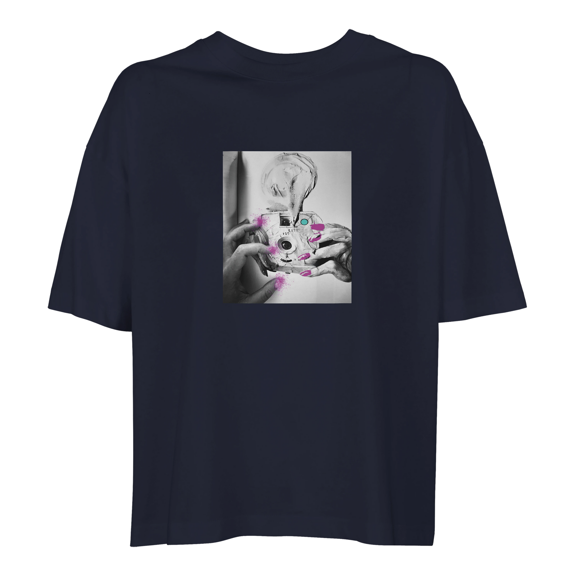 Synergy Synch'd Hands Organic Women's Oversized T-shirt French Navy flat front