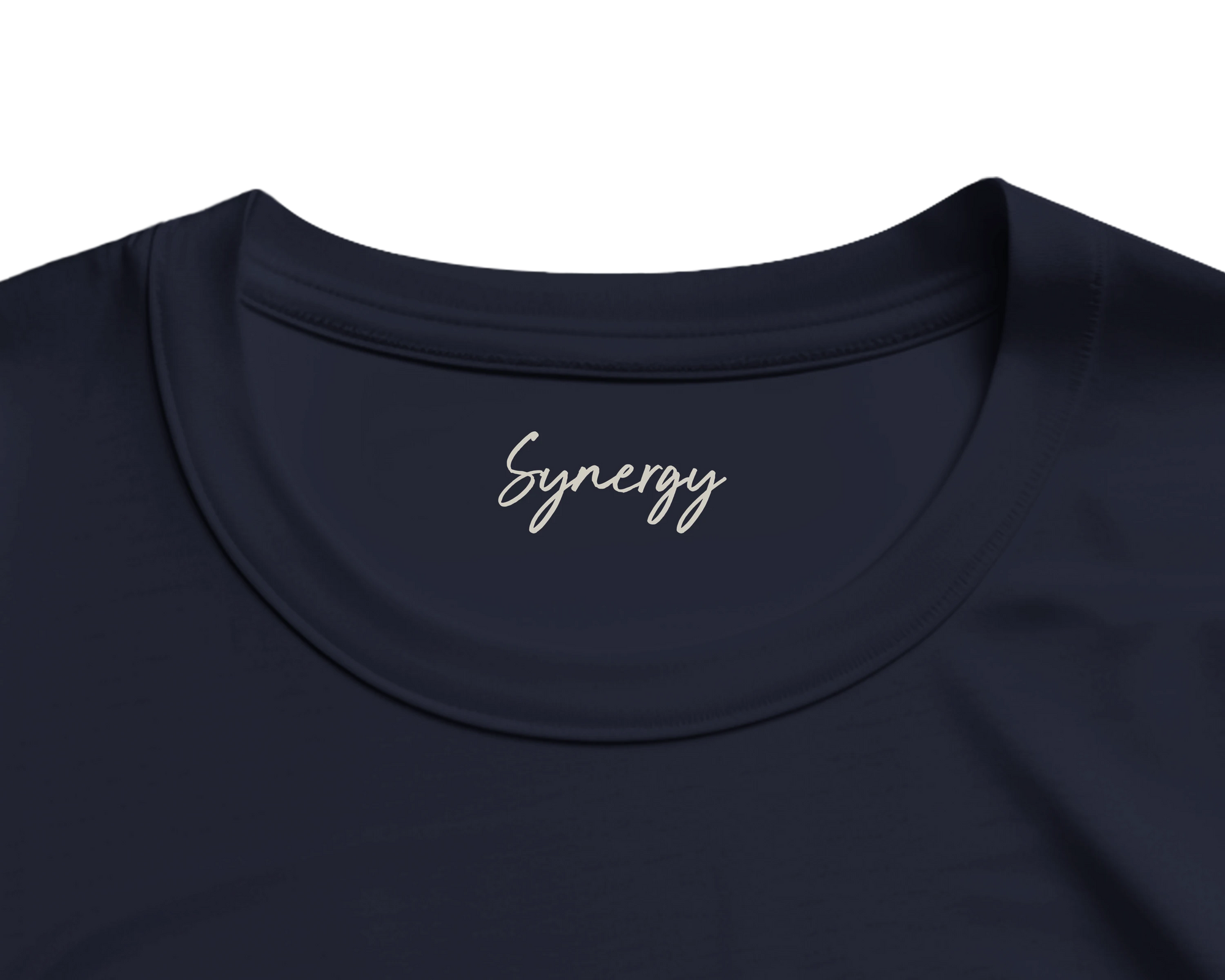 Synergy Synch'd Hands Organic Women's Oversized T-shirt French Navy inside neck