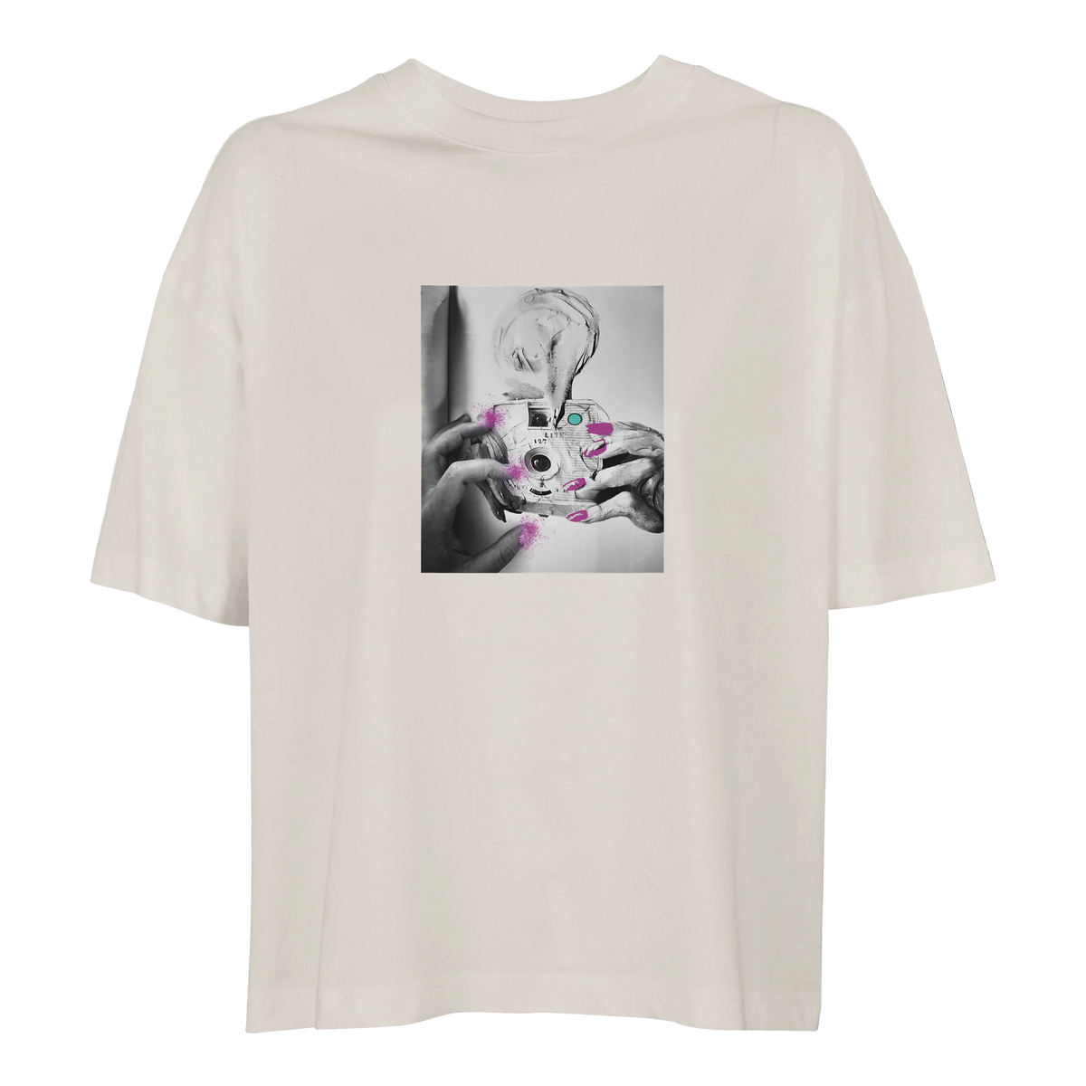 Synergy Synch'd Hands Organic Women's Oversized T-shirt Off White flat front