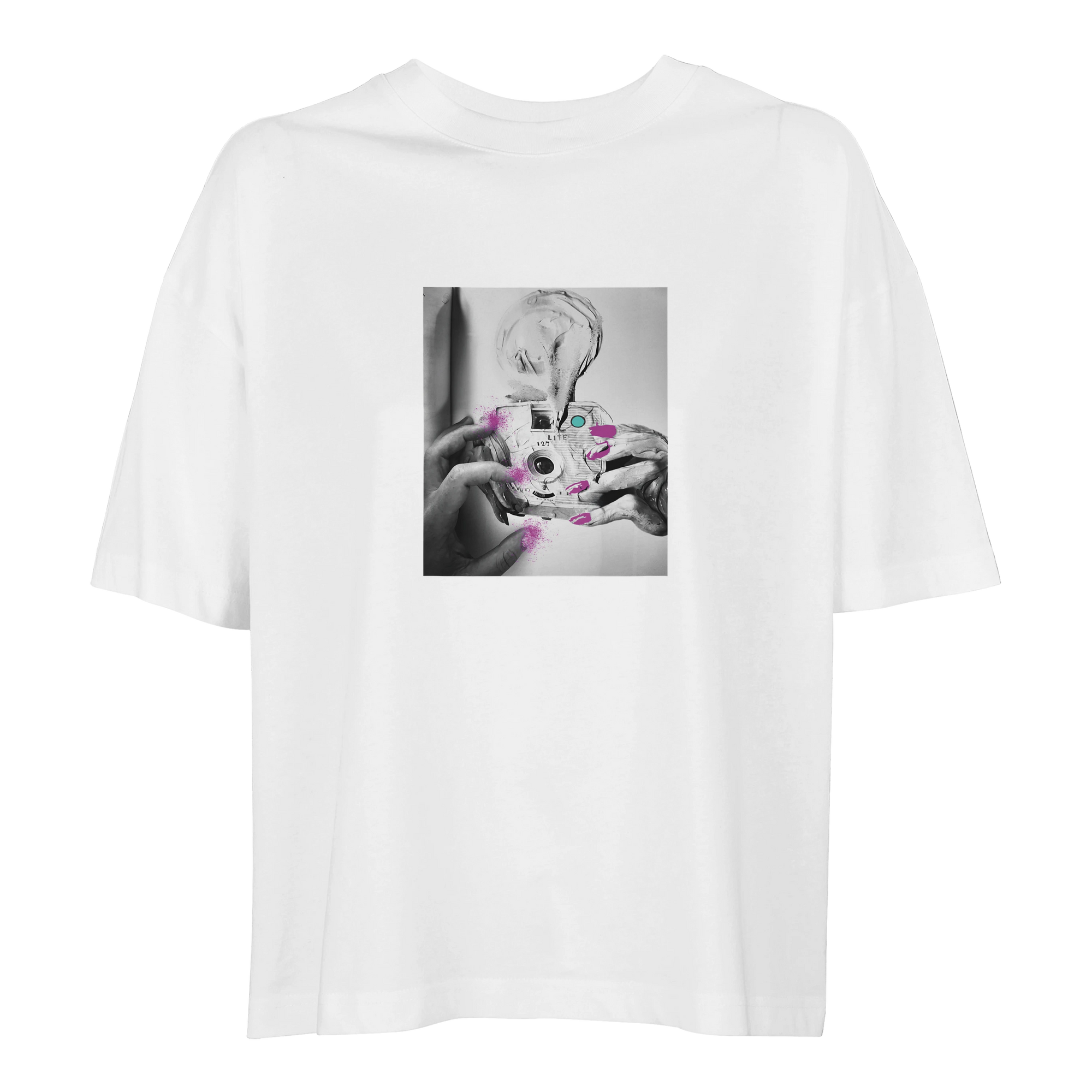 Synergy Synch'd Hands Organic Women's Oversized T-shirt White flat front