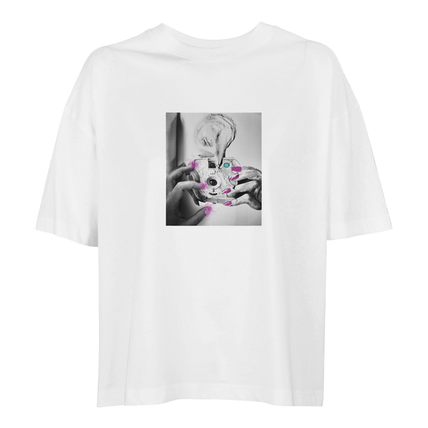 Synergy Synch'd Hands Organic Women's Oversized T-shirt White flat front