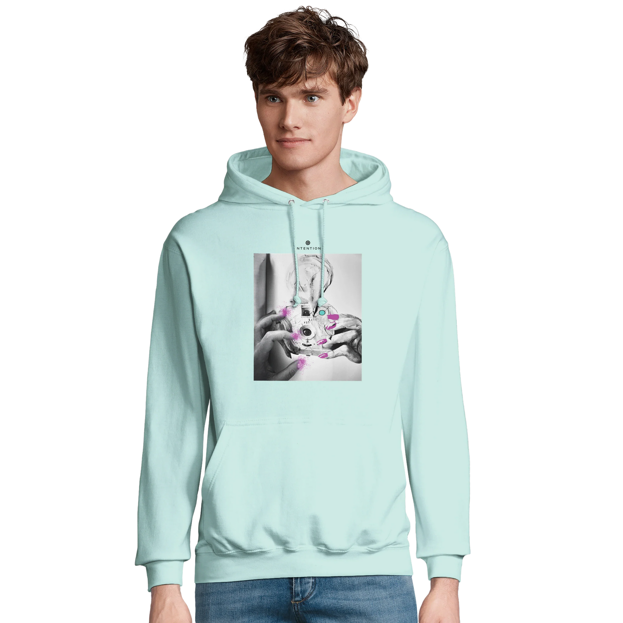 Synergy Synch'd Hands Recycled Blend Unisex Hoodie arctic blue model front