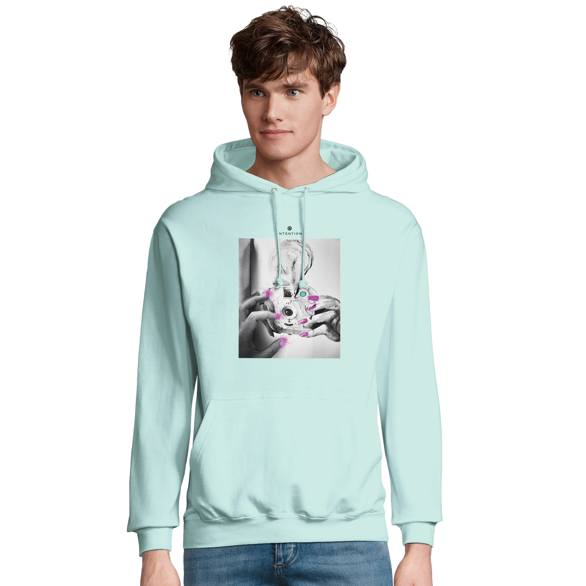 Synergy Synch'd Hands Recycled Blend Unisex Hoodie arctic blue model front