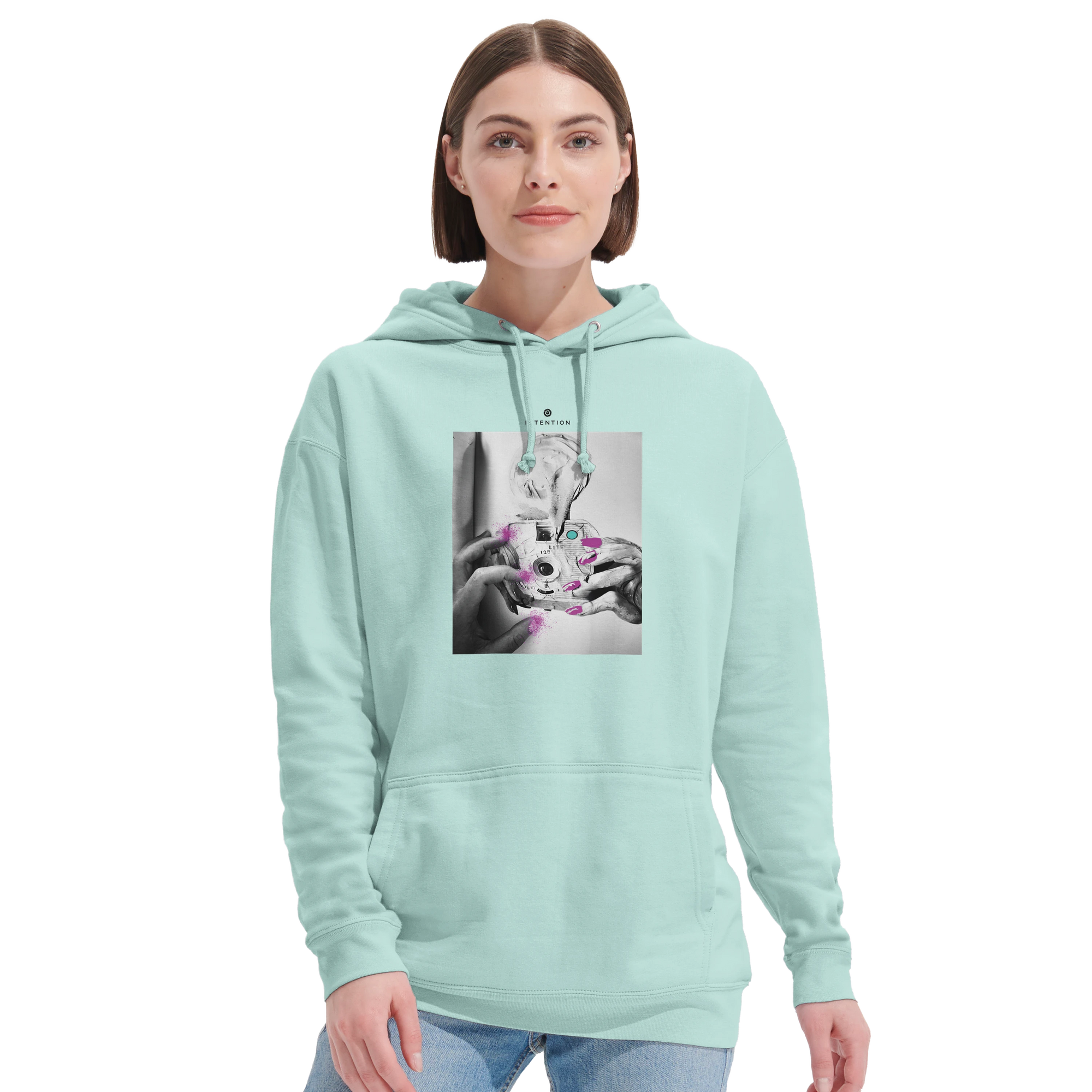 Synergy Synch'd Hands Recycled Blend Unisex Hoodie arctic blue second model front