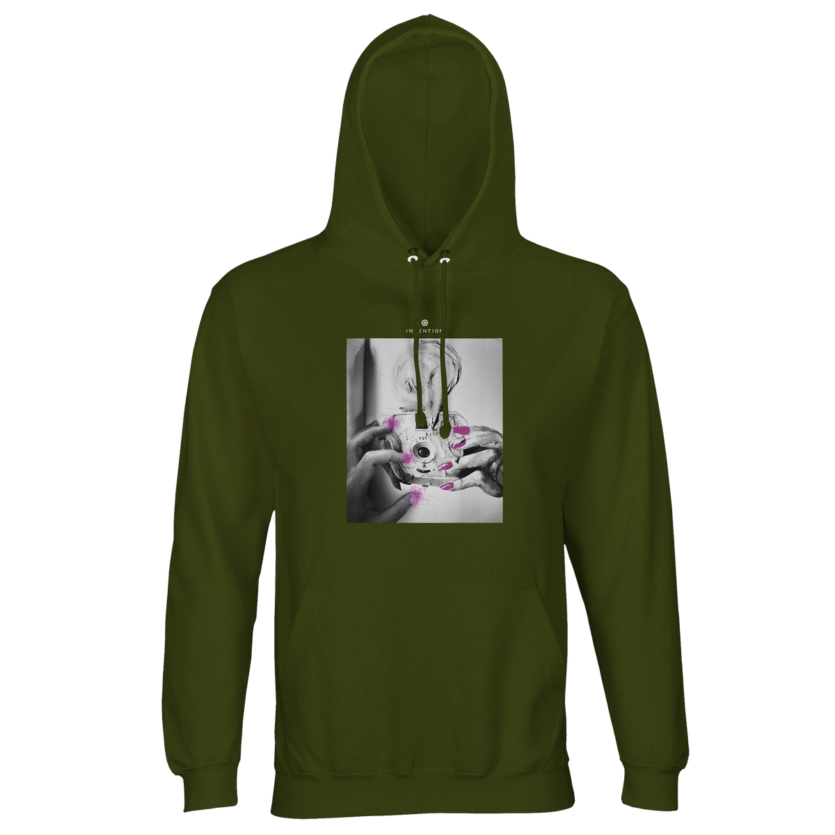 Synergy Synch'd Hands Recycled Blend Unisex Hoodie Army flat front