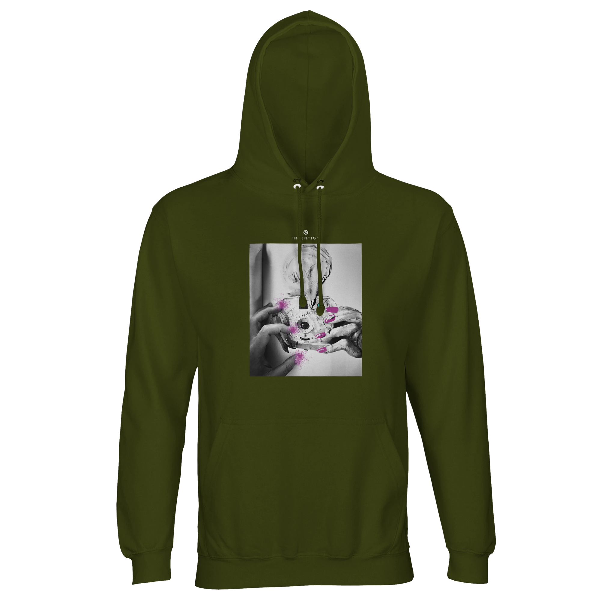 Synergy Synch'd Hands Recycled Blend Unisex Hoodie Army flat front