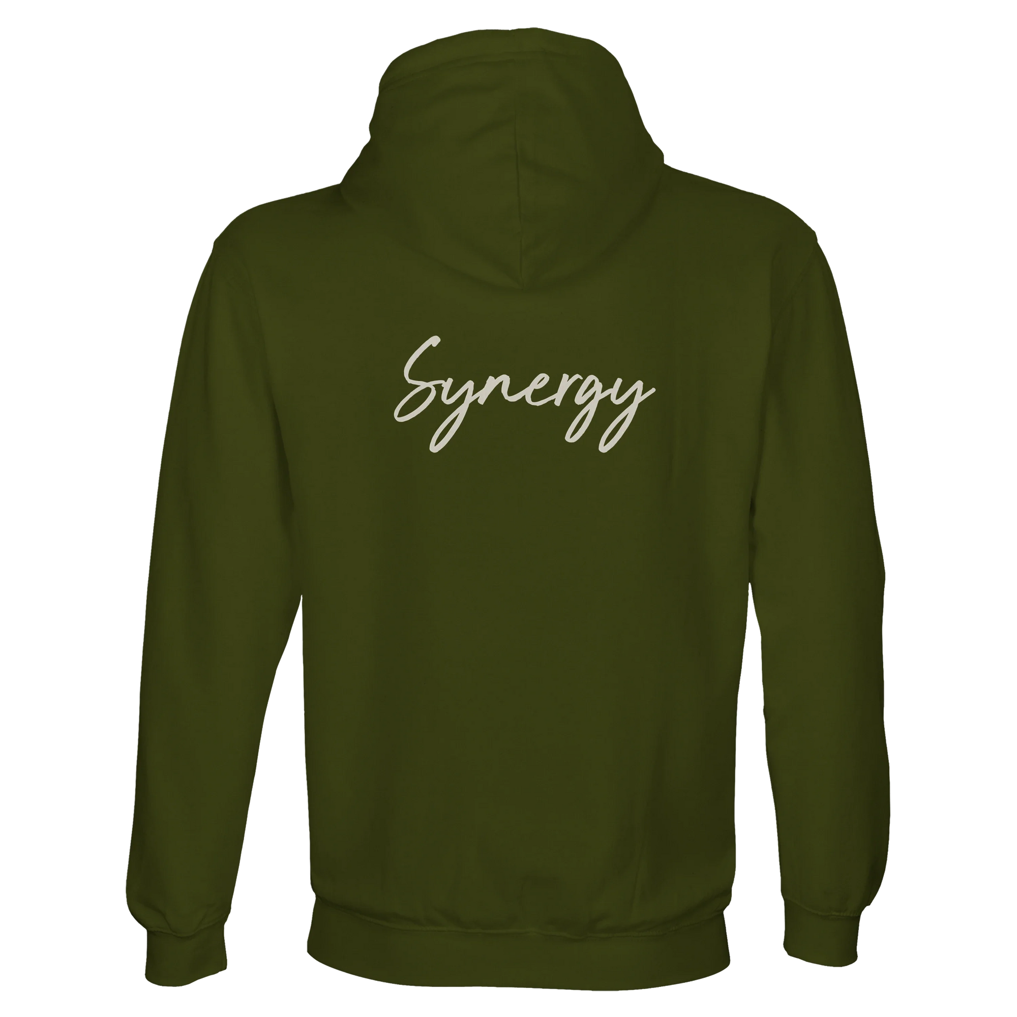Synergy Synch'd Hands Recycled Blend Unisex Hoodie Army flat back