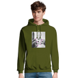 Synergy Synch'd Hands Recycled Blend Unisex Hoodie Army model front