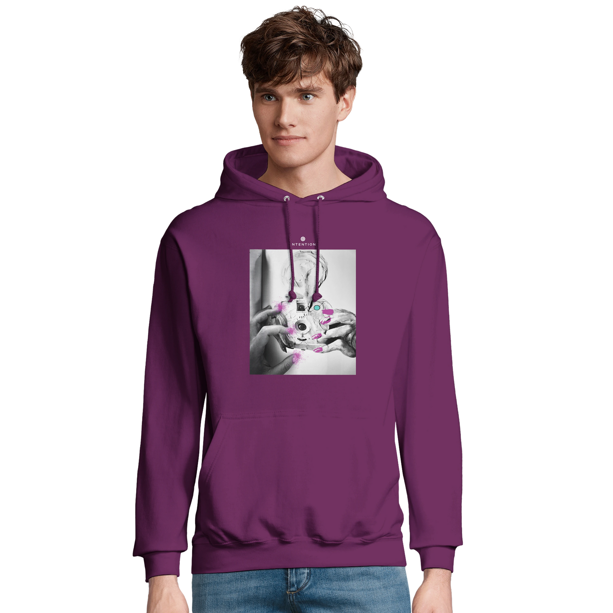 Synergy Synch'd Hands Recycled Blend Unisex Hoodie astral purple model front