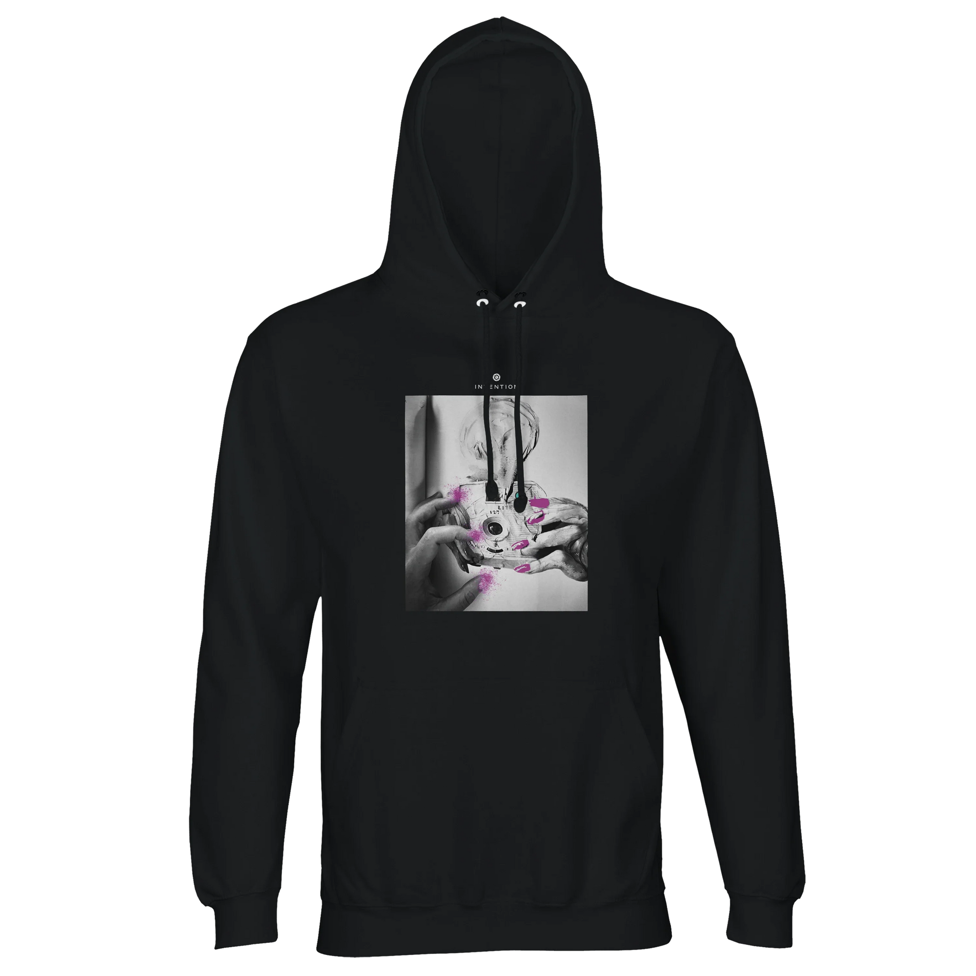 Synergy Synch'd Hands Recycled Blend Unisex Hoodie Black flat front