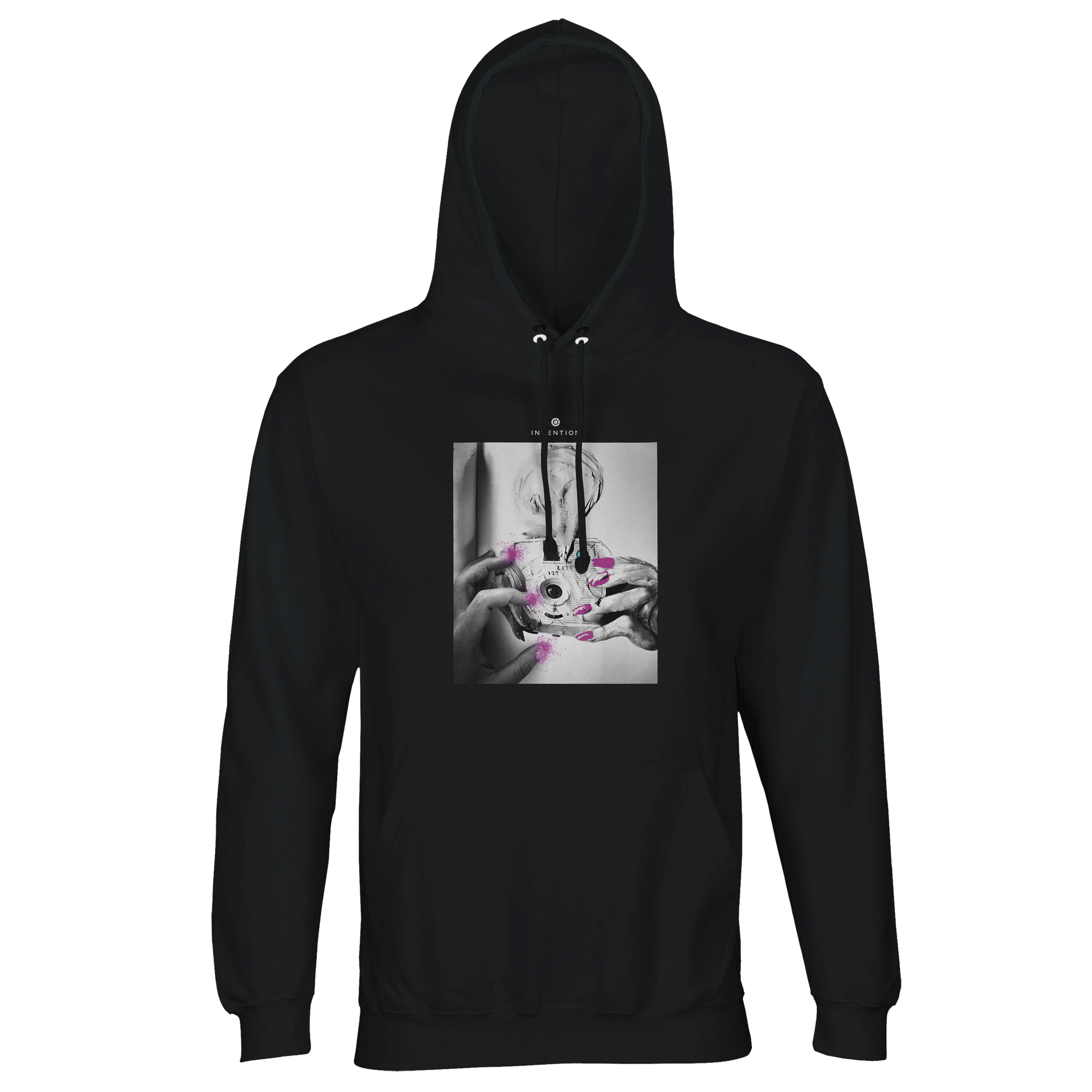 Synergy Synch'd Hands Recycled Blend Unisex Hoodie Black flat front