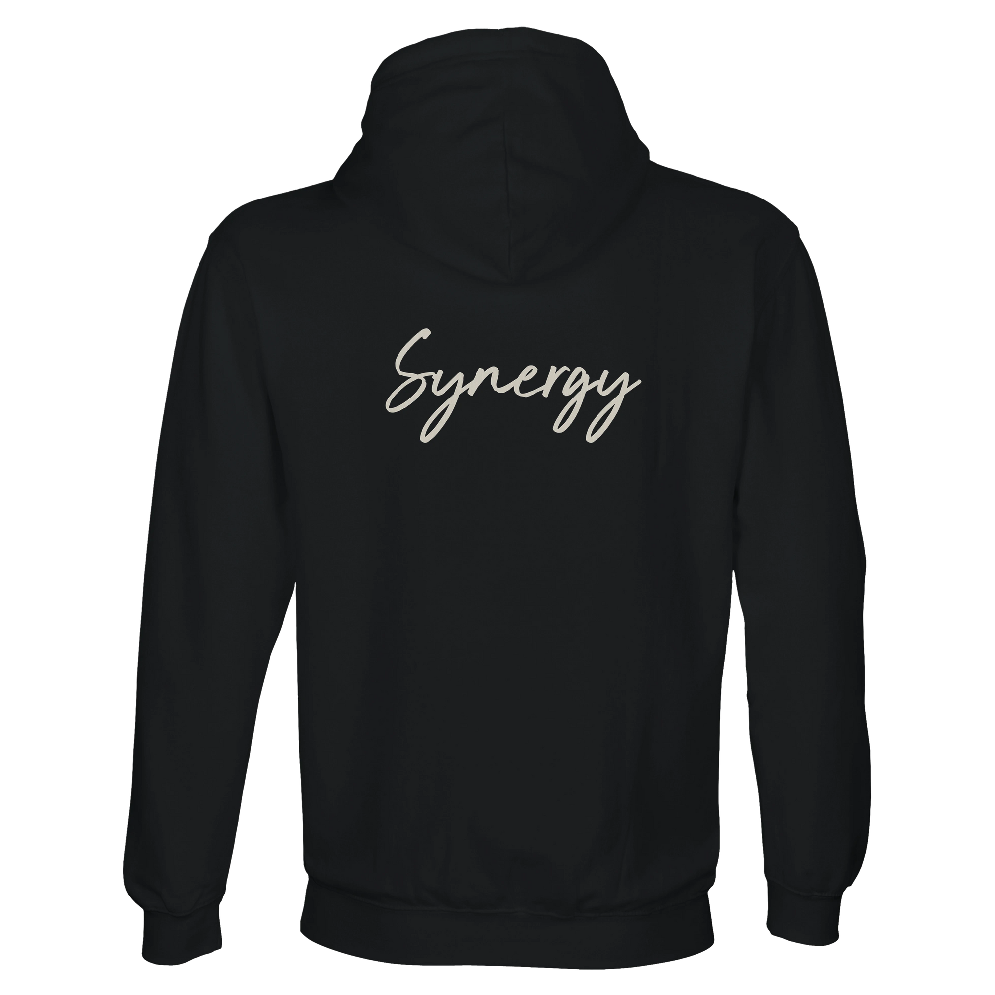 Synergy Synch'd Hands Recycled Blend Unisex Hoodie Black flat back