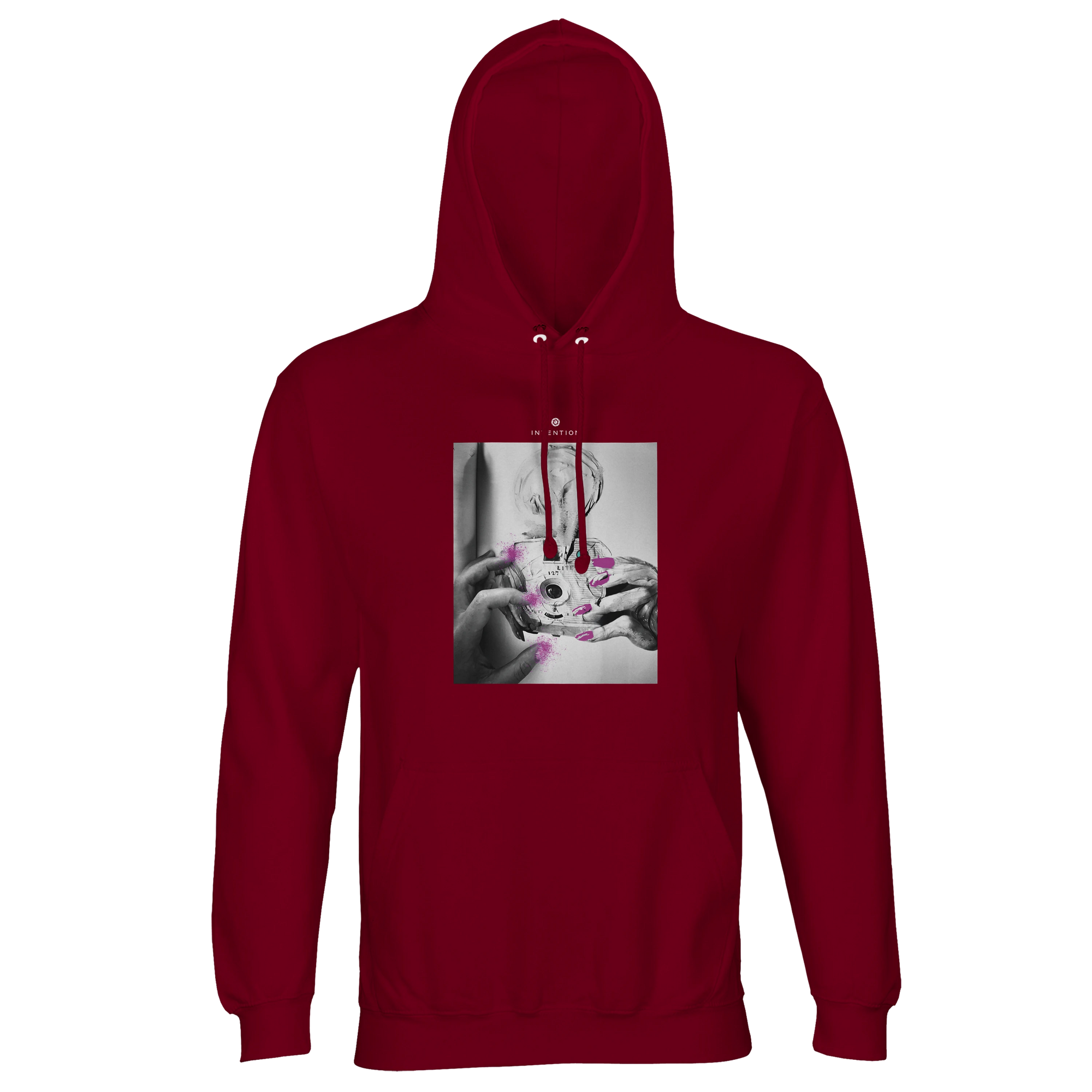 Synergy Synch'd Hands Recycled Blend Unisex Hoodie Burgundy flat front