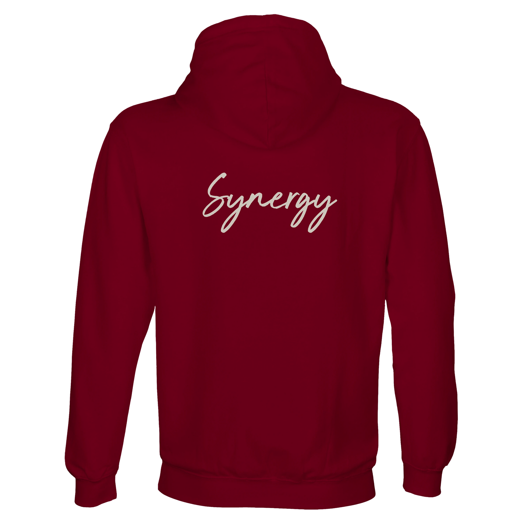 Synergy Synch'd Hands Recycled Blend Unisex Hoodie Burgundy flat back