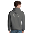 Synergy Synch'd Hands Recycled Blend Unisex Hoodie charcoal melange model back