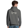 Synergy Synch'd Hands Recycled Blend Unisex Hoodie charcoal melange model back
