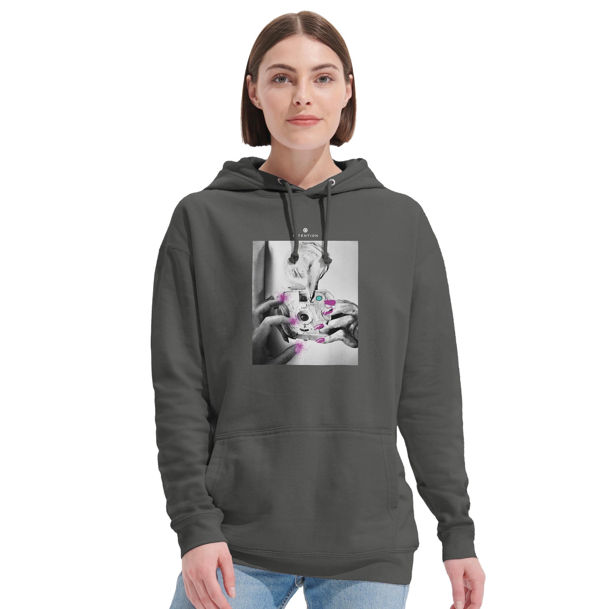 Synergy Synch'd Hands Recycled Blend Unisex Hoodie charcoal melange second model front