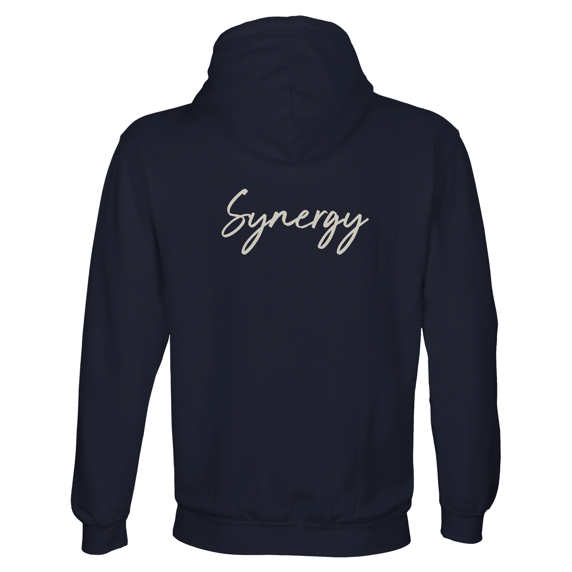Synergy Synch'd Hands Recycled Blend Unisex Hoodie French Navy flat back