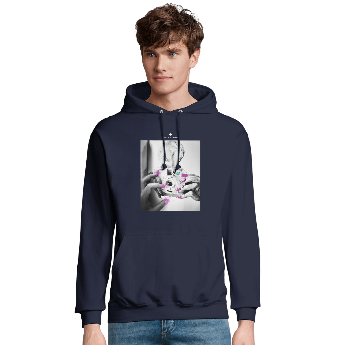 Synergy Synch'd Hands Recycled Blend Unisex Hoodie French Navy model front