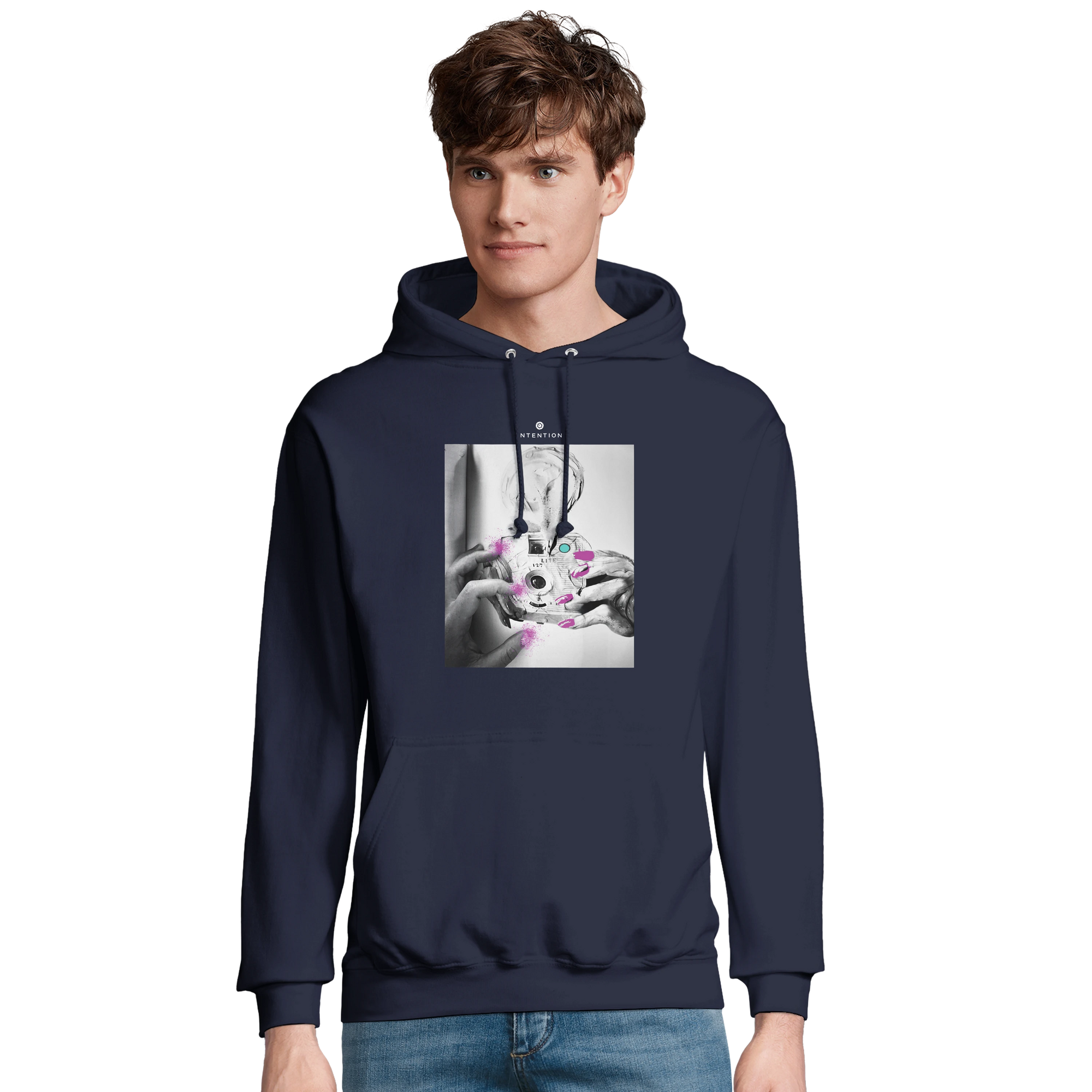 Synergy Synch'd Hands Recycled Blend Unisex Hoodie French Navy model front