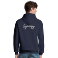 Synergy Synch'd Hands Recycled Blend Unisex Hoodie French Navy model back