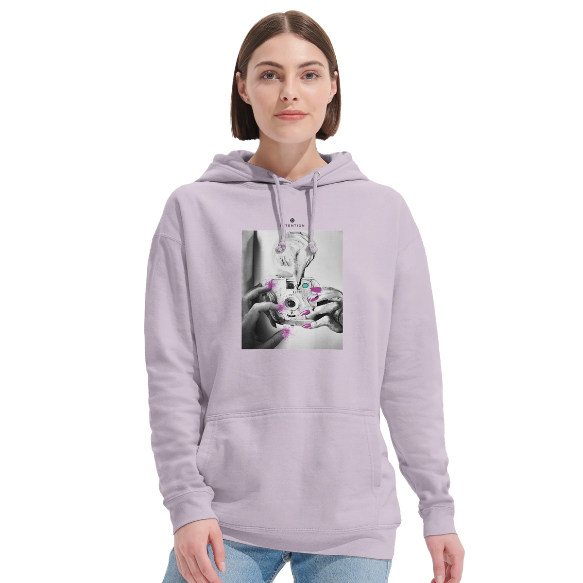 Synergy Synch'd Hands Recycled Blend Unisex Hoodie lilak second model front