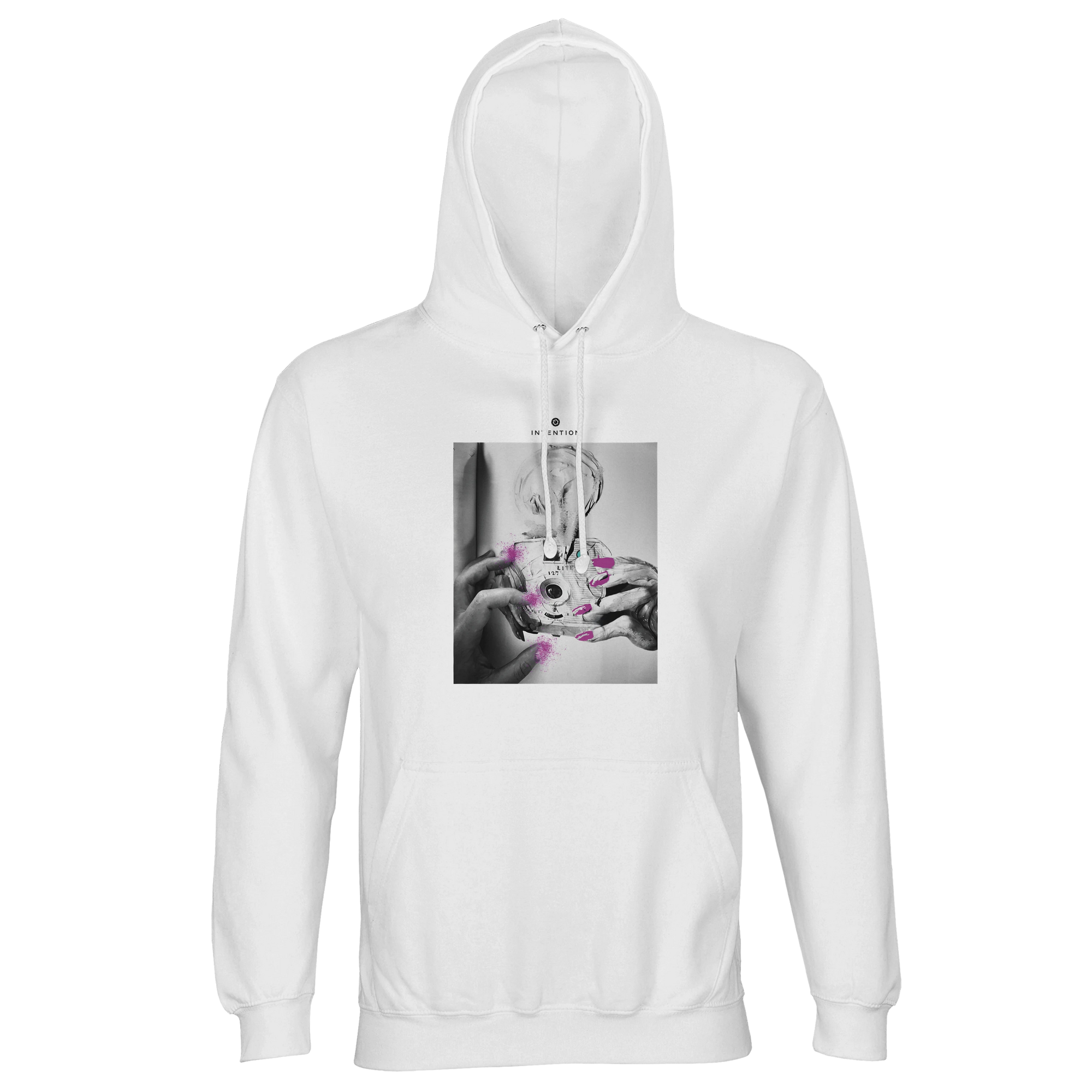 Synergy Synch'd Hands Recycled Blend Unisex Hoodie White flat front