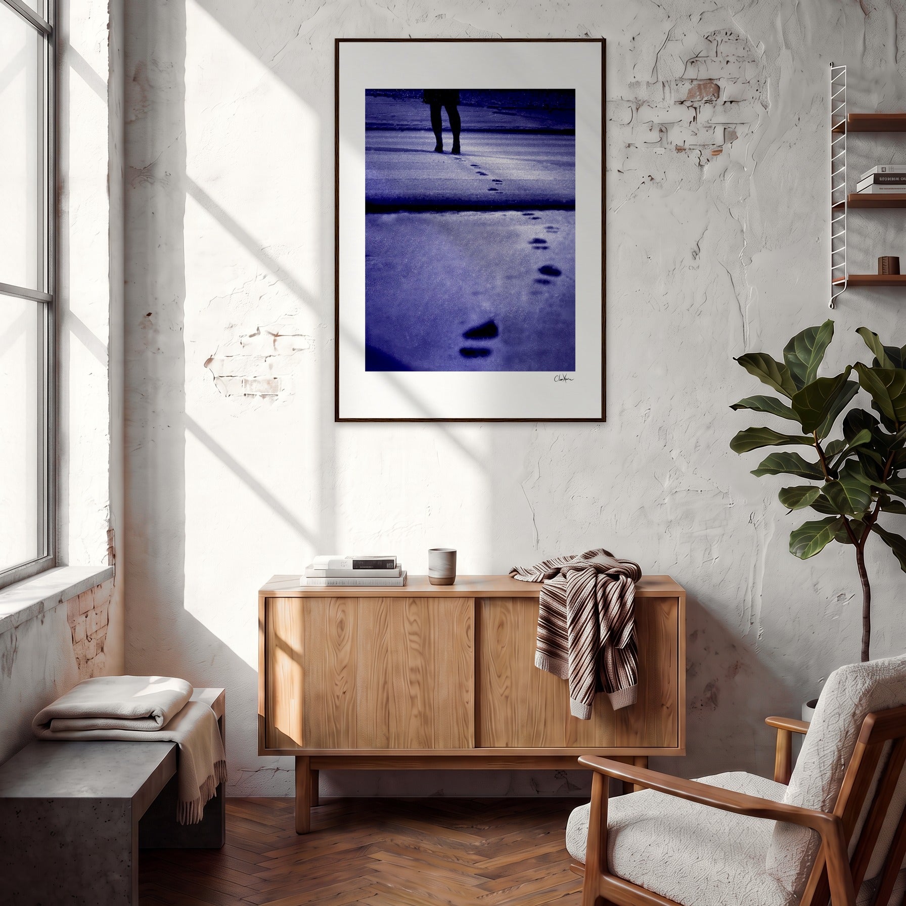 The Unwritten Path Framed print 70x100 cm / 28x40″ Dark wood frame in interior