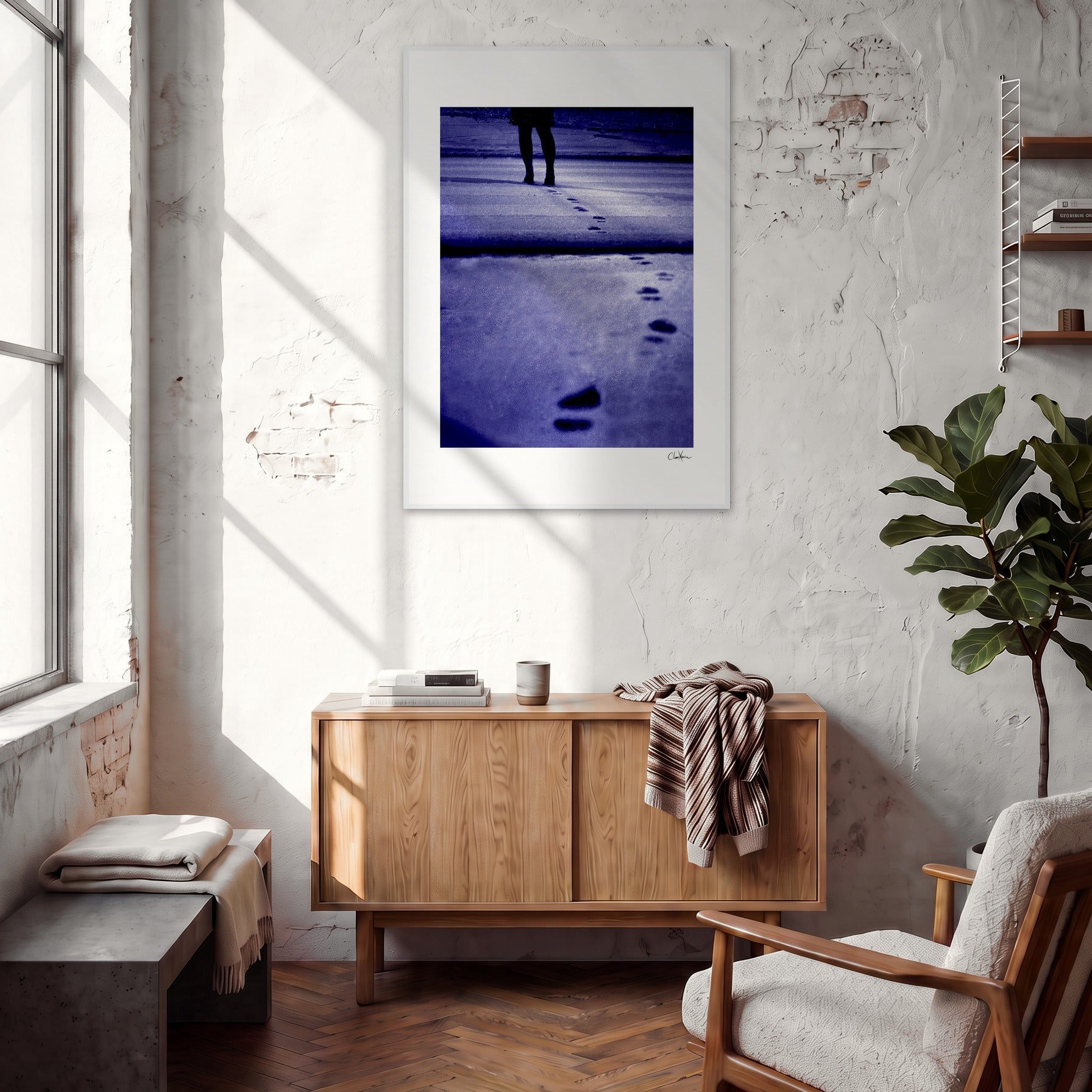 The Unwritten Path Framed print 70x100 cm / 28x40″ White frame in interior