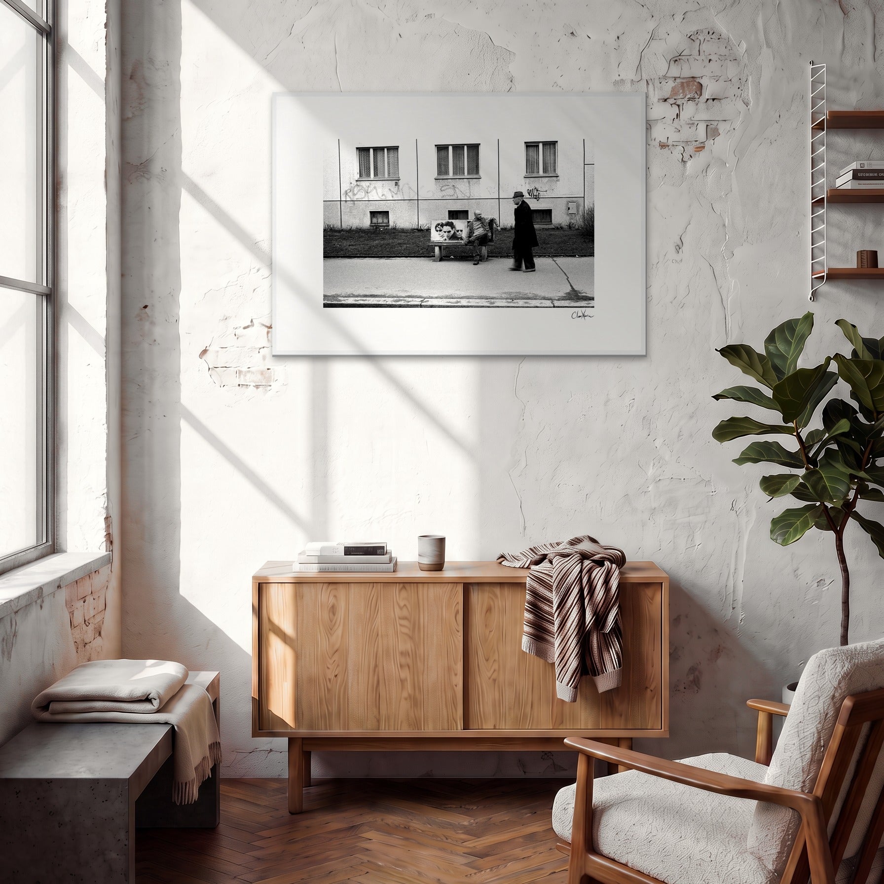 The Urban Matrix Framed print 70x100 cm / 28x40″ White frame in interior