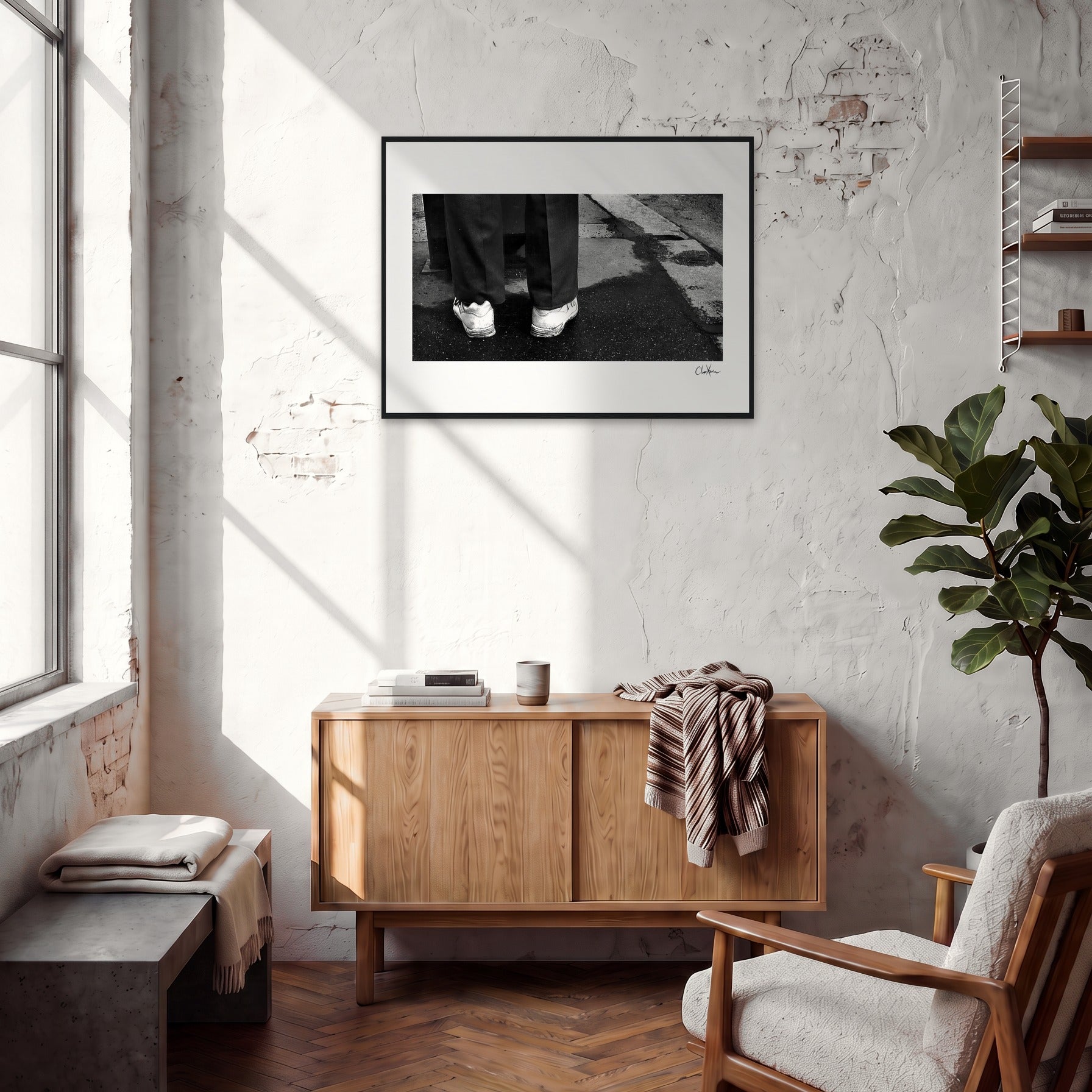 This is Where He Stood Framed print 60x80 cm / 24x32″ Black frame in interior