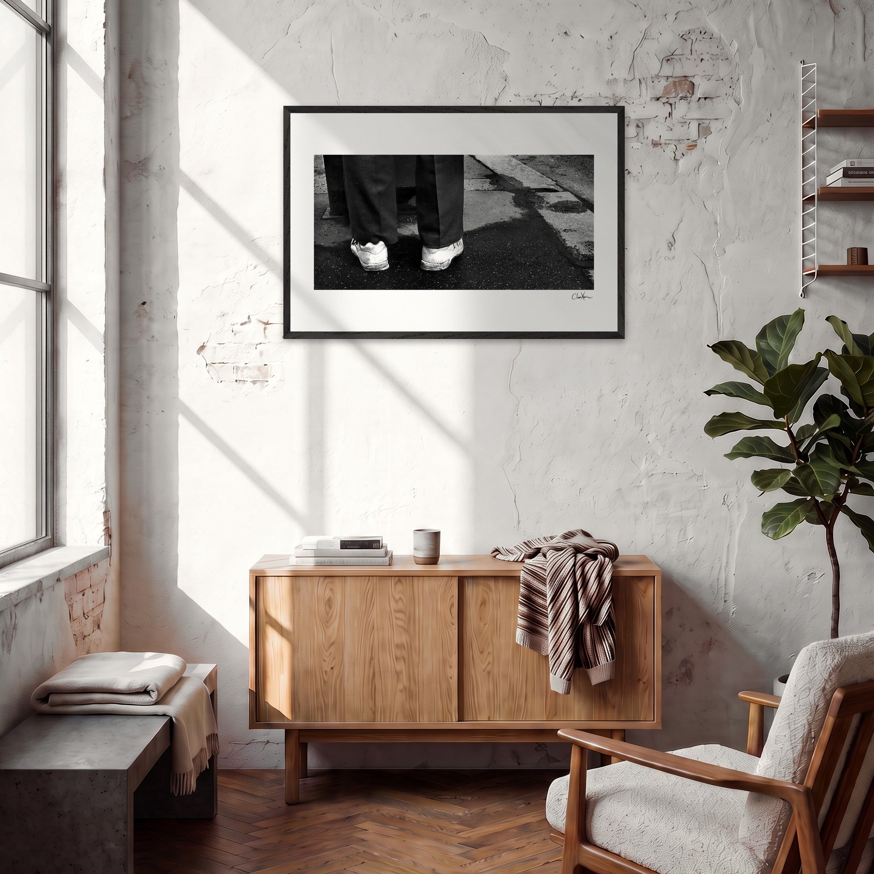 This is Where He Stood Framed print 60x90 cm / 24x36″ Black frame in interior