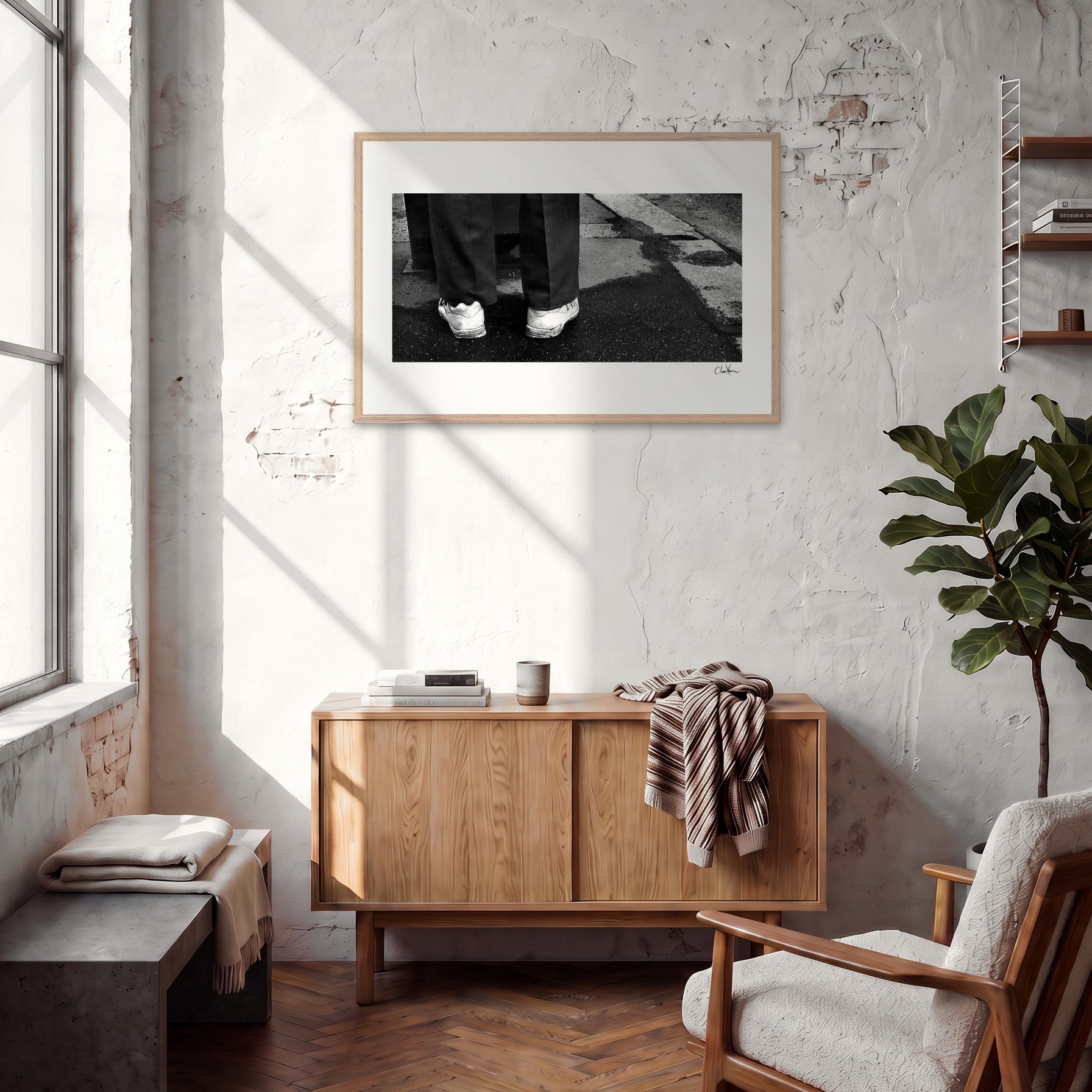 This is Where He Stood Framed print 60x90 cm / 24x36″ Wood frame in interior