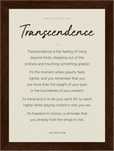 Transcendence Word of Intention Framed print 13x18 cm / 5x7″ Dark wood frame Linen paper