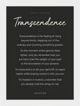 Transcendence Word of Intention Framed print 13x18 cm / 5x7″ White frame Carbon paper