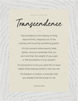 Transcendence Word of Intention Framed print 13x18 cm / 5x7″ White frame Linen paper