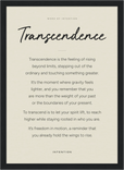 Transcendence Word of Intention Framed print 21x29.7 cm / 8x12" Black frame Linen paper