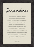 Transcendence Word of Intention Framed print 21x29.7 cm / 8x12" Black frame Linen paper
