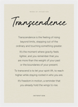 Transcendence Word of Intention Framed print 21x29.7 cm / 8x12" White frame Linen paper
